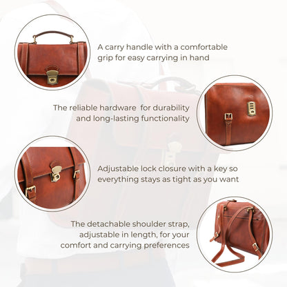 Leather Belted Briefcase, Convertible Backpack - The Glass Menagerie Briefcase Time Resistance   