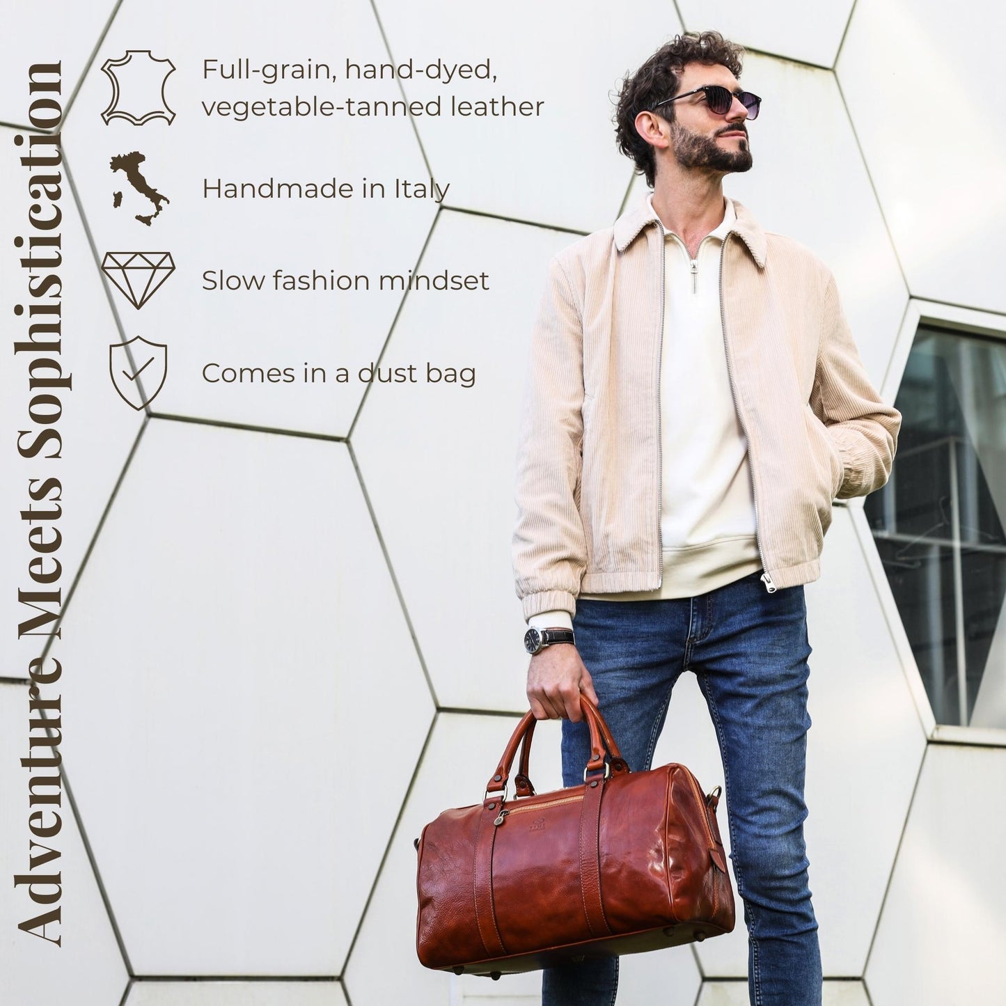 Small Leather Overnight Bag, Duffel Bag - The Ambassadors Duffel Bag Time Resistance   