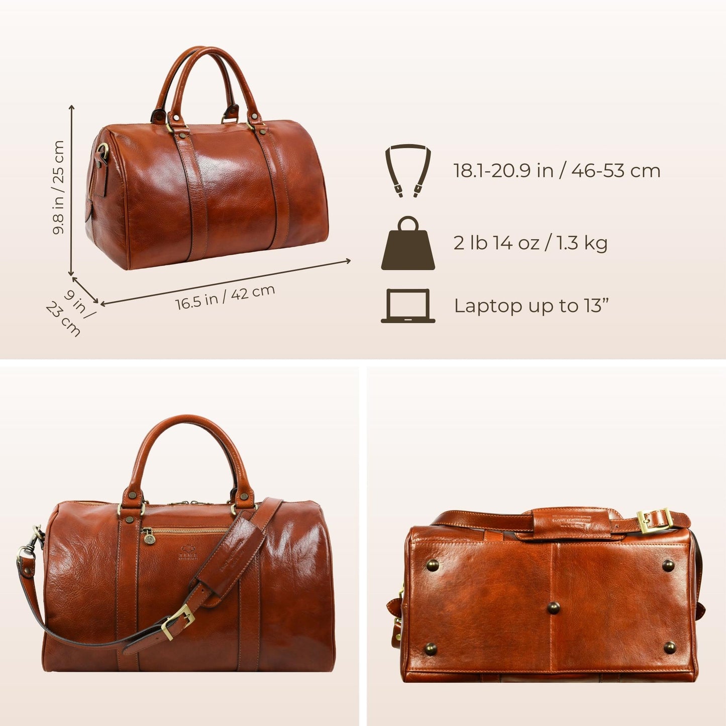 Small Leather Overnight Bag, Duffel Bag - The Ambassadors Duffel Bag Time Resistance   