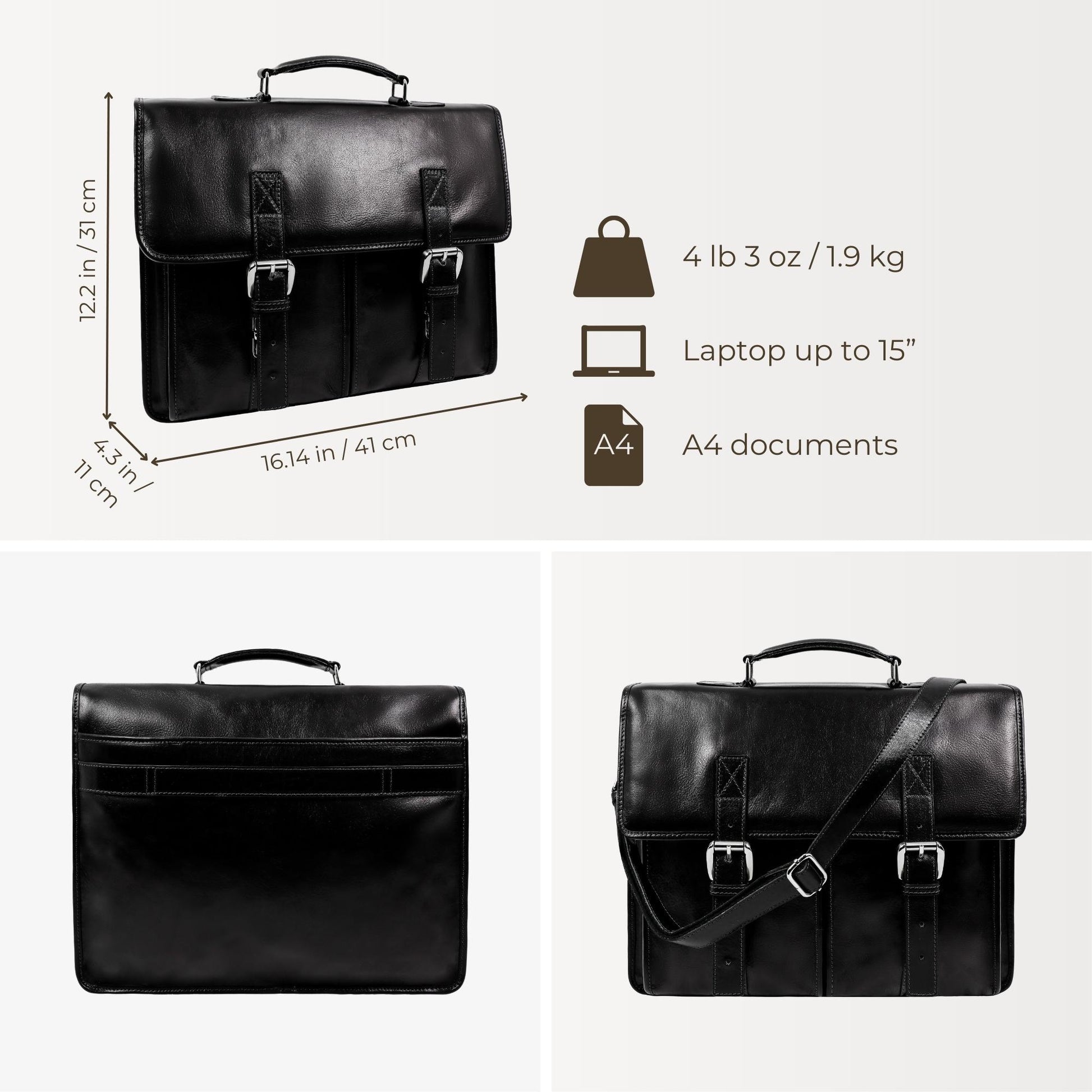 Leather Briefcase, Satchel Bag - The Time Machine Briefcase Time Resistance   