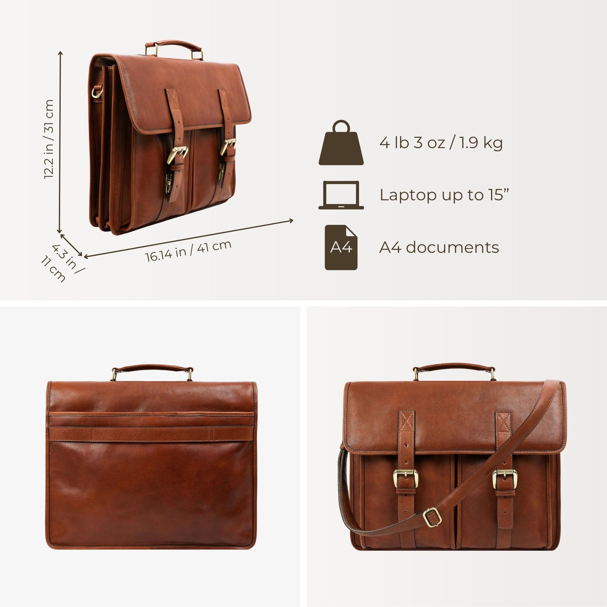 Leather Briefcase, Satchel Bag - The Time Machine Briefcase Time Resistance   