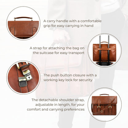 Leather Briefcase, Satchel Bag - The Time Machine Briefcase Time Resistance   