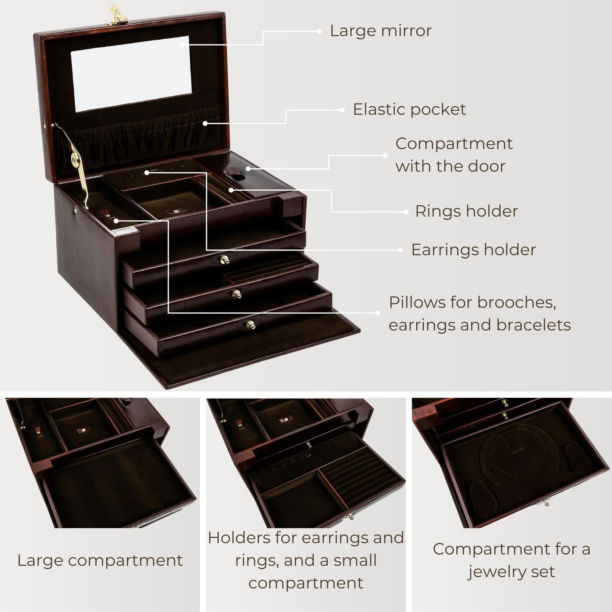 Large Leather Jewelry Box - The Portrait of a Lady Accessories Time Resistance   