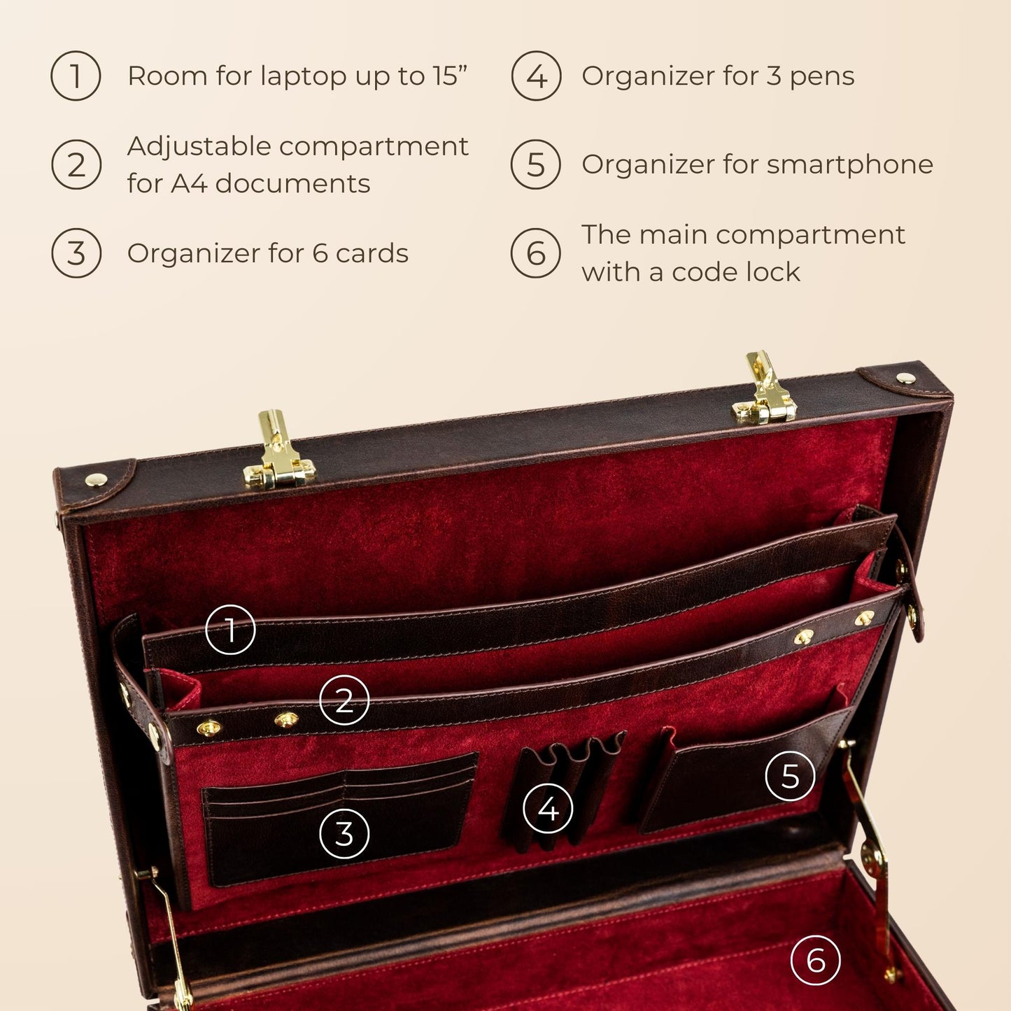 Large Leather Attaché Case Briefcase - Parade's End Briefcase Time Resistance   