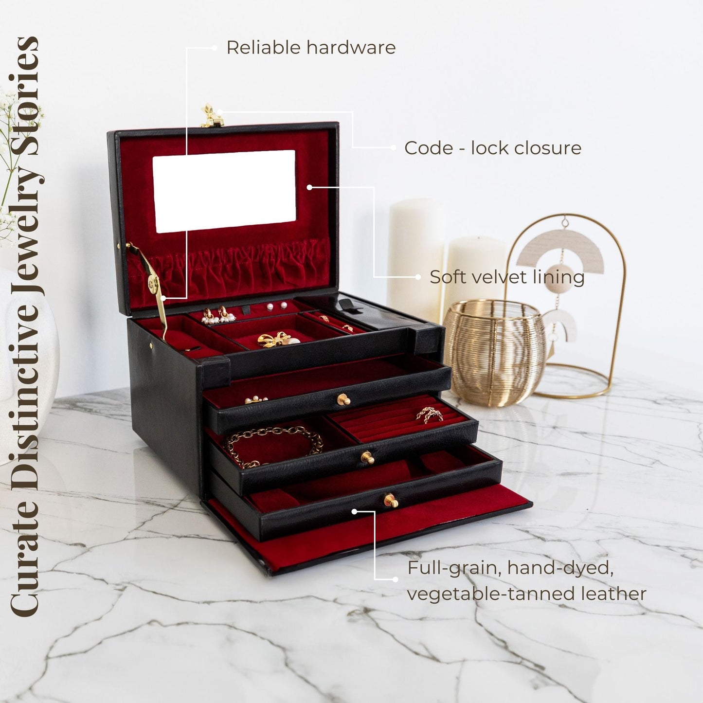 Large Leather Jewelry Box - The Portrait of a Lady Accessories Time Resistance   