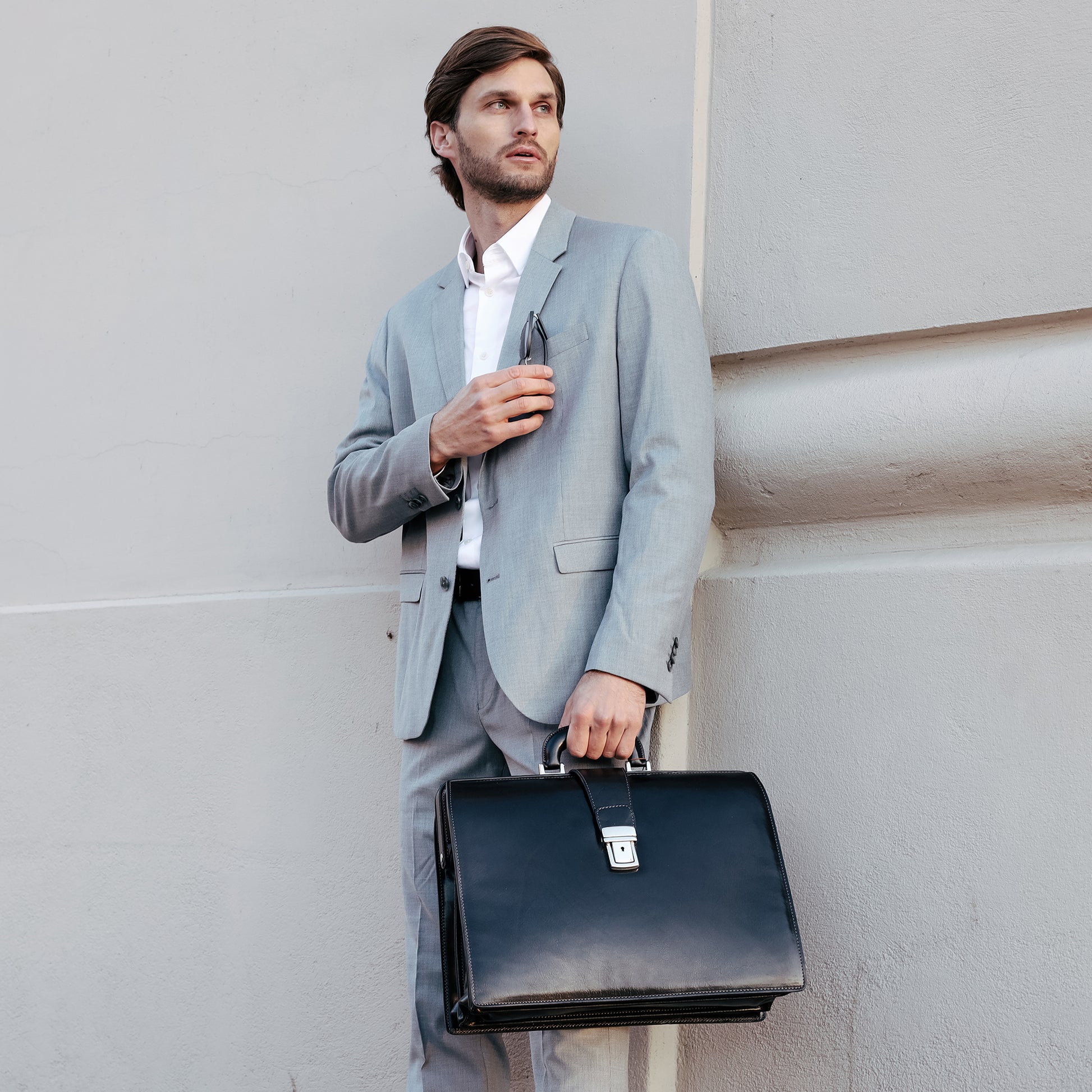 Large Leather Briefcase - The Firm Briefcase Time Resistance   