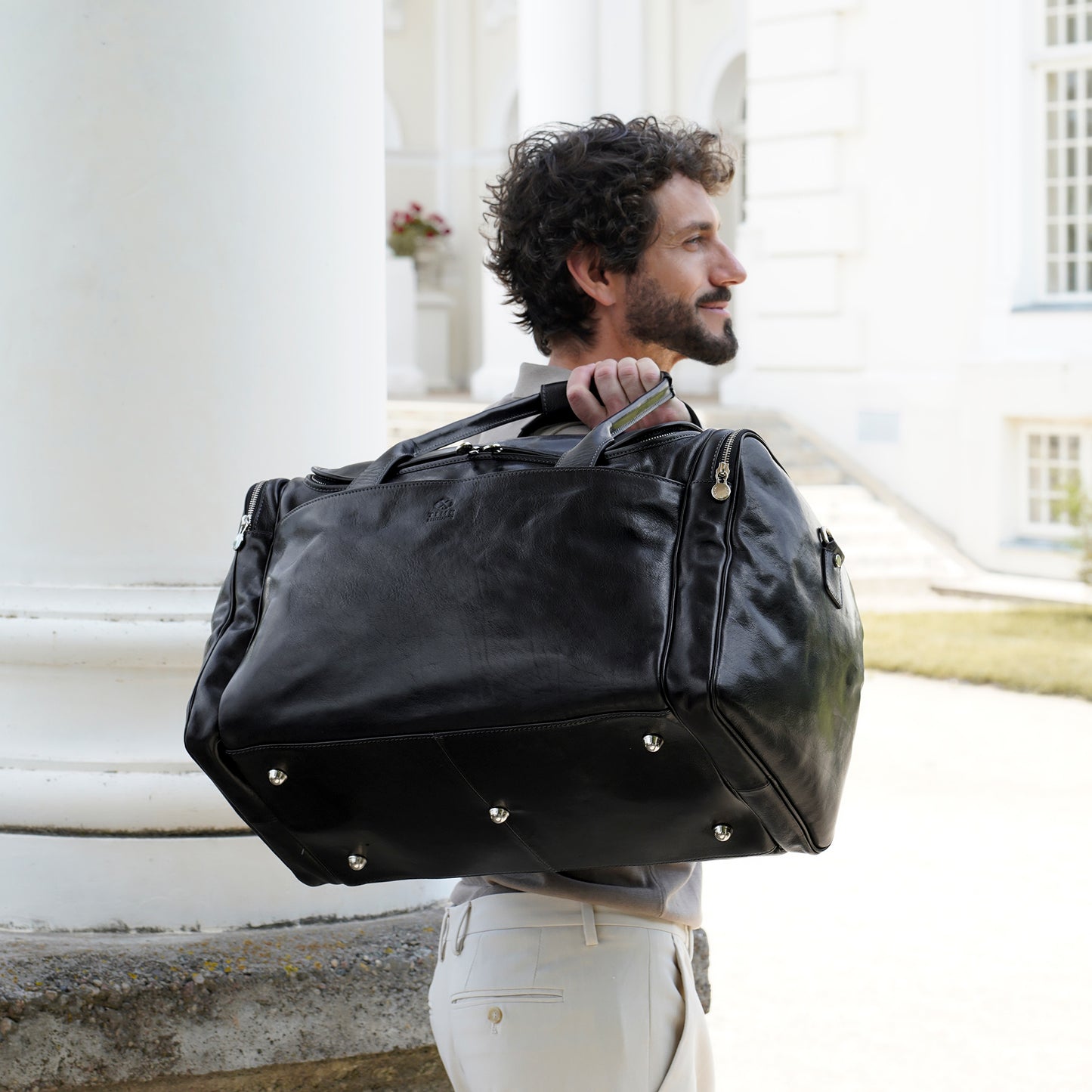 Große Duffle Bag aus italienischem Leder - The Hitchhikers Guide to the Galaxy