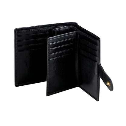 Leather Bifold Wallet with a Snap Closure - Ironweed