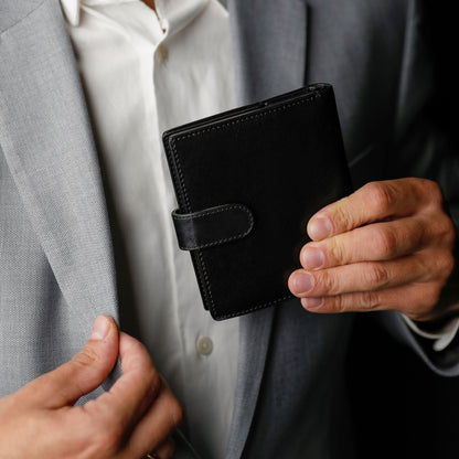 Leather Bifold Wallet with a Snap Closure - Ironweed