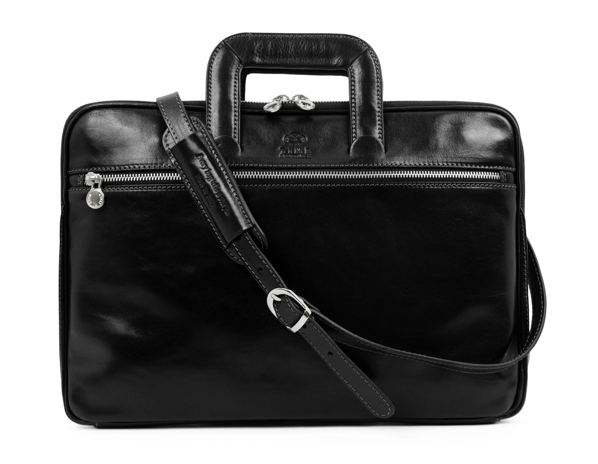 Leather Briefcase Laptop Bag - Brave New World Briefcase Time Resistance   