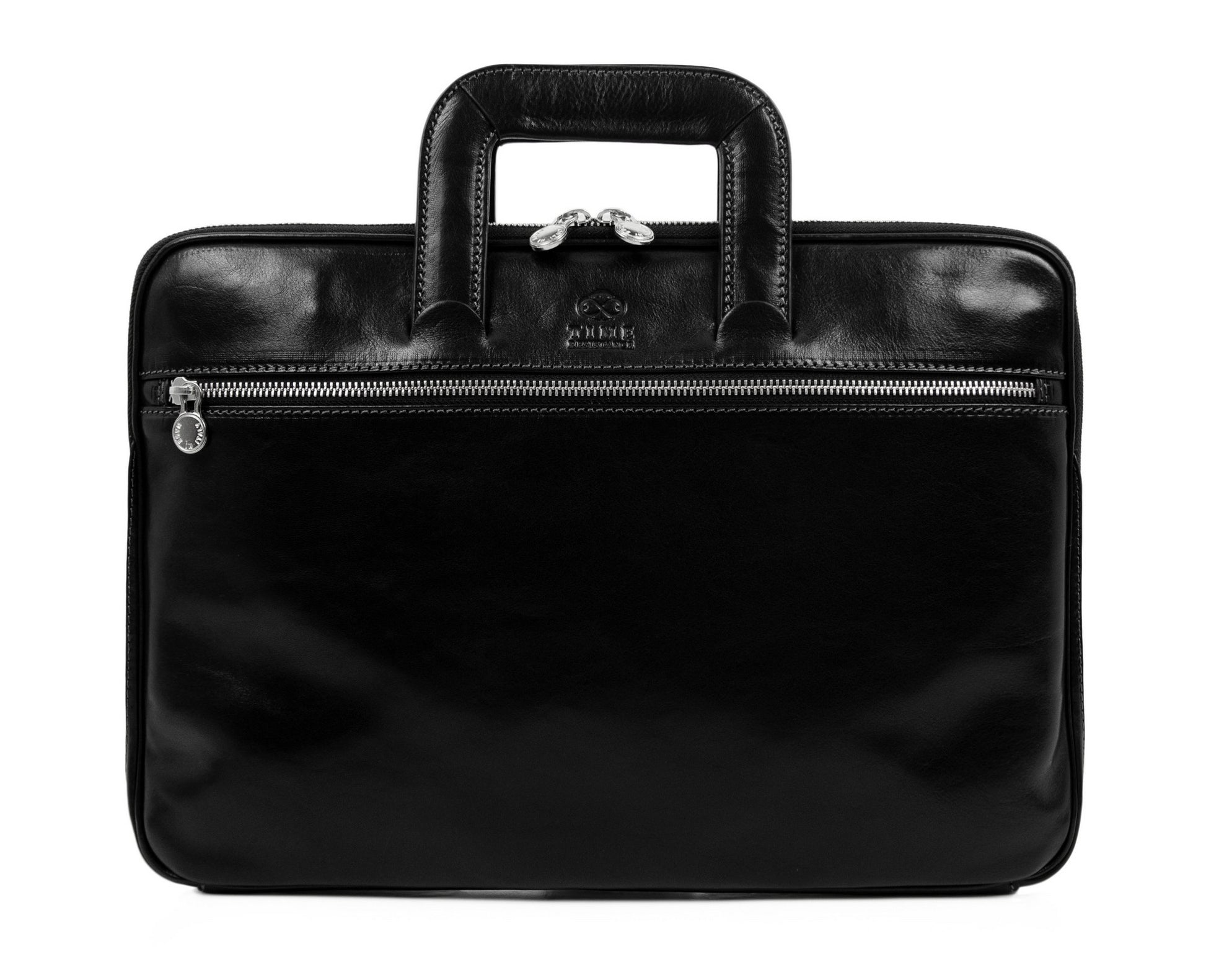 Leather Briefcase Laptop Bag - Brave New World Briefcase Time Resistance   