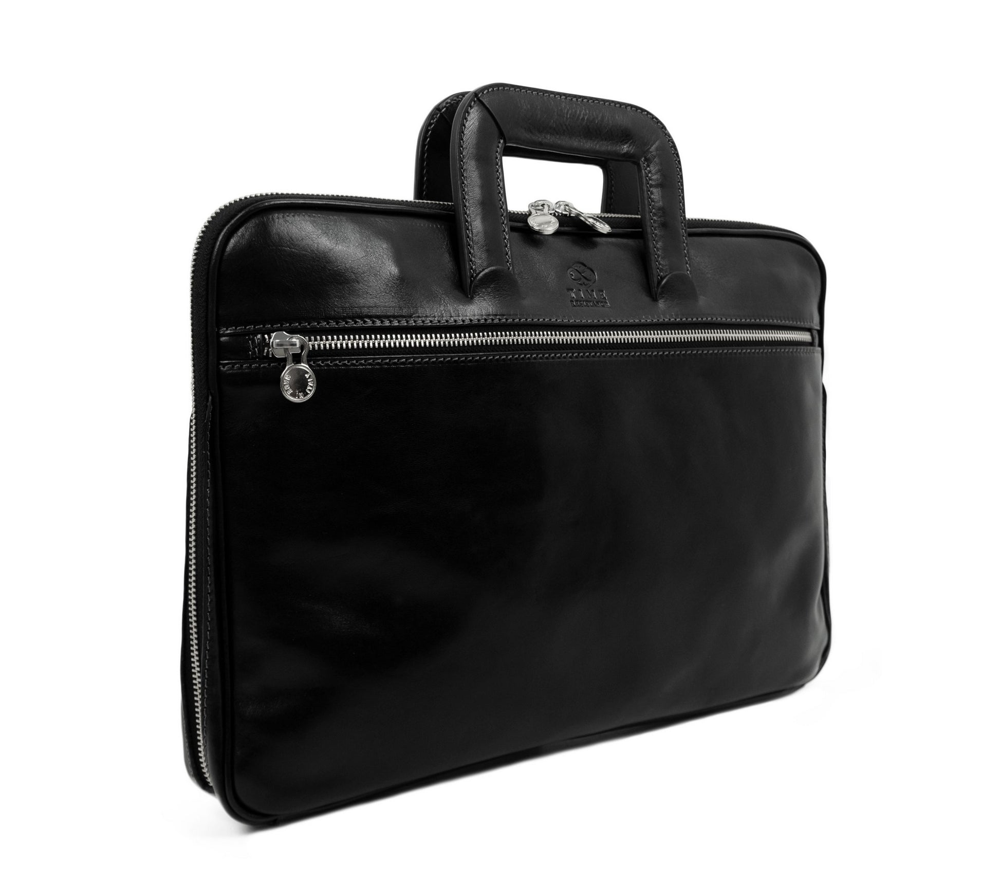 Leather Briefcase Laptop Bag - Brave New World Briefcase Time Resistance   