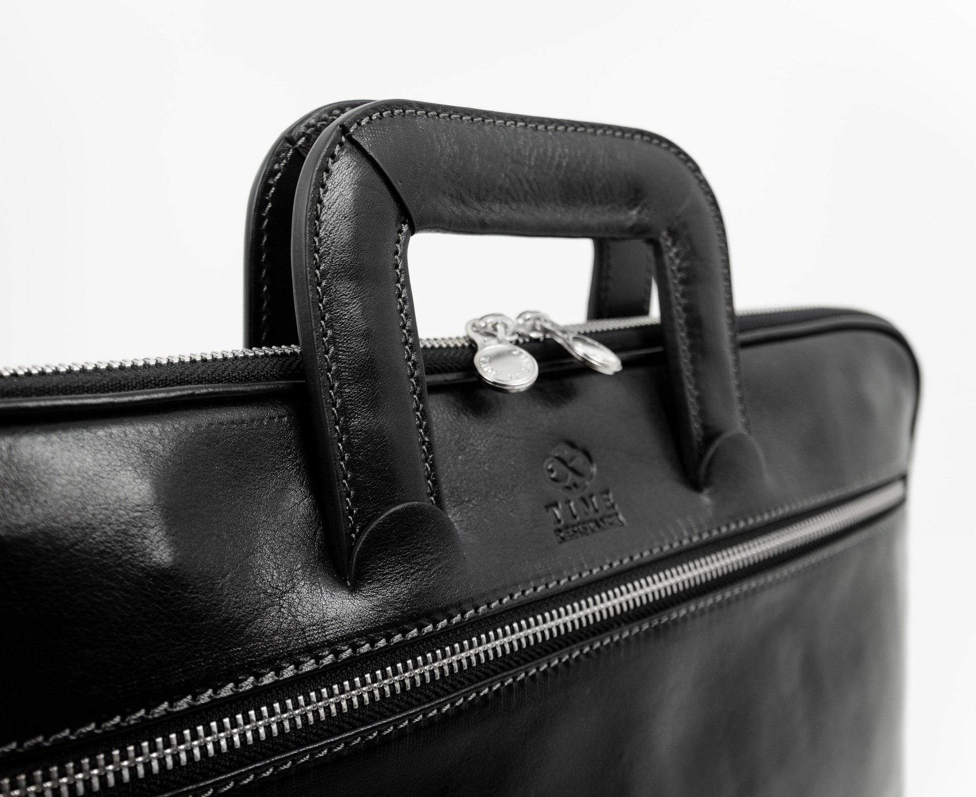 Leather Briefcase Laptop Bag - Brave New World Briefcase Time Resistance   