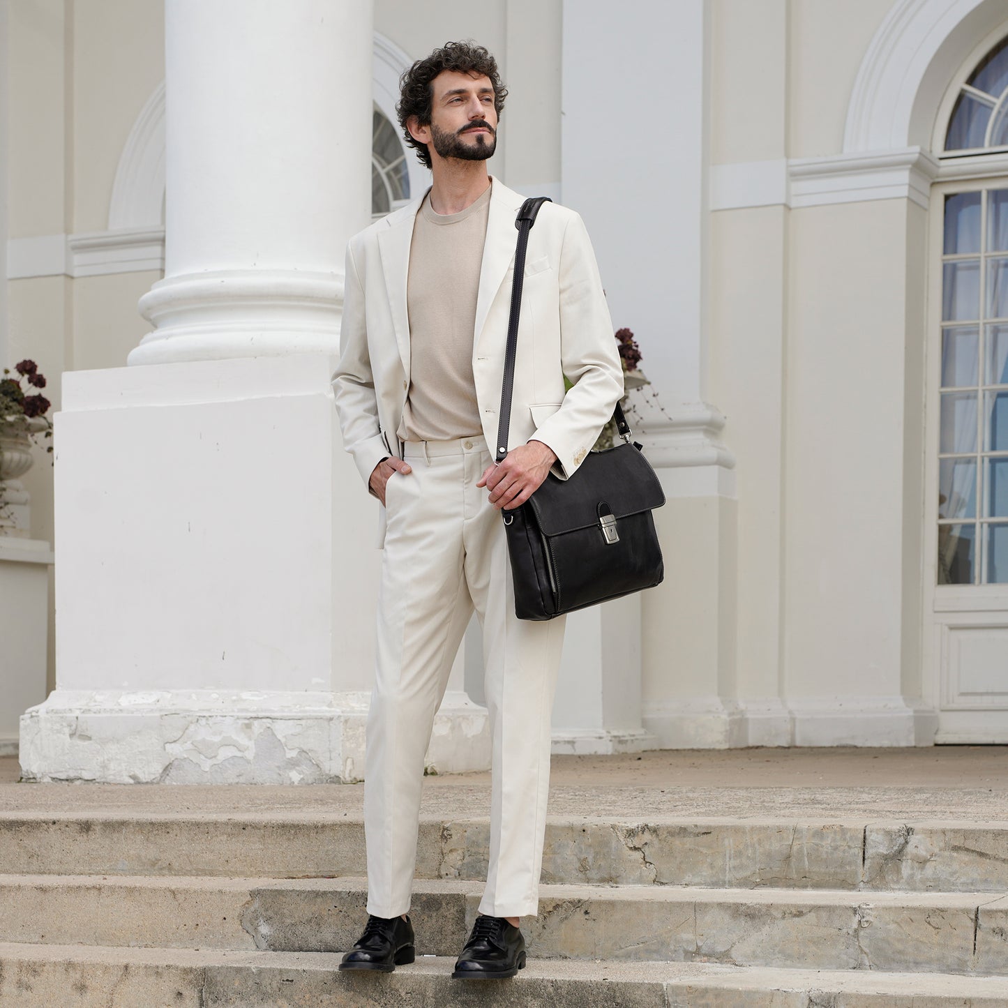 Leather Briefcase Laptop Bag  - In Cold Blood