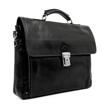 Leather Briefcase Laptop Bag  - In Cold Blood