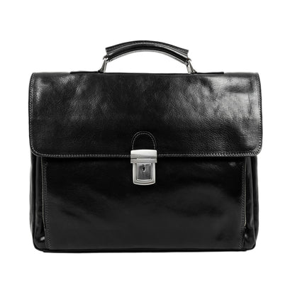Leather Briefcase Laptop Bag  - In Cold Blood