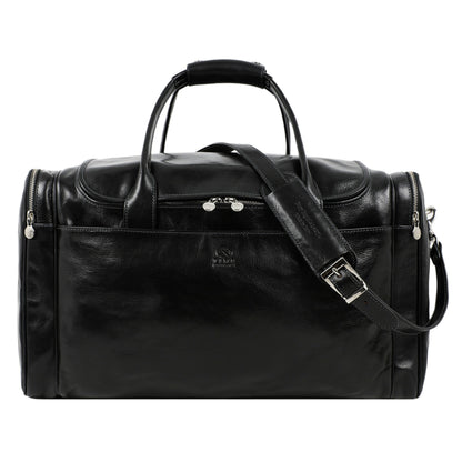 Large Italian Leather Duffel Bag - The Hitchhikers Guide to the Galaxy Duffel Bag Time Resistance   