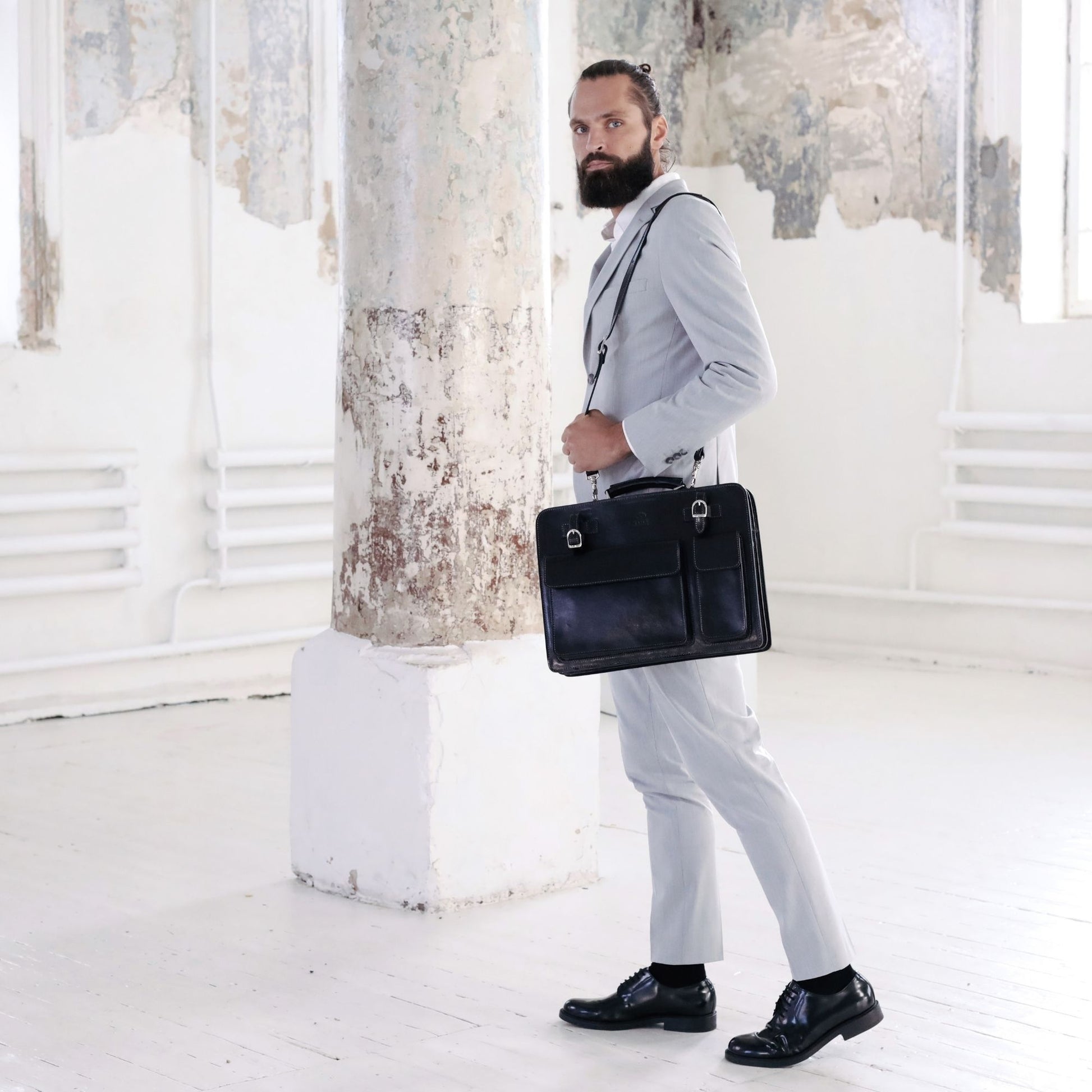 Leather Satchel Bag Briefcase - The Prophet Briefcase Time Resistance   