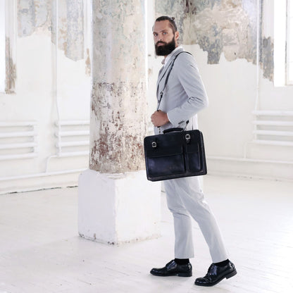 Leather Satchel Bag Briefcase - The Prophet Briefcase Time Resistance   
