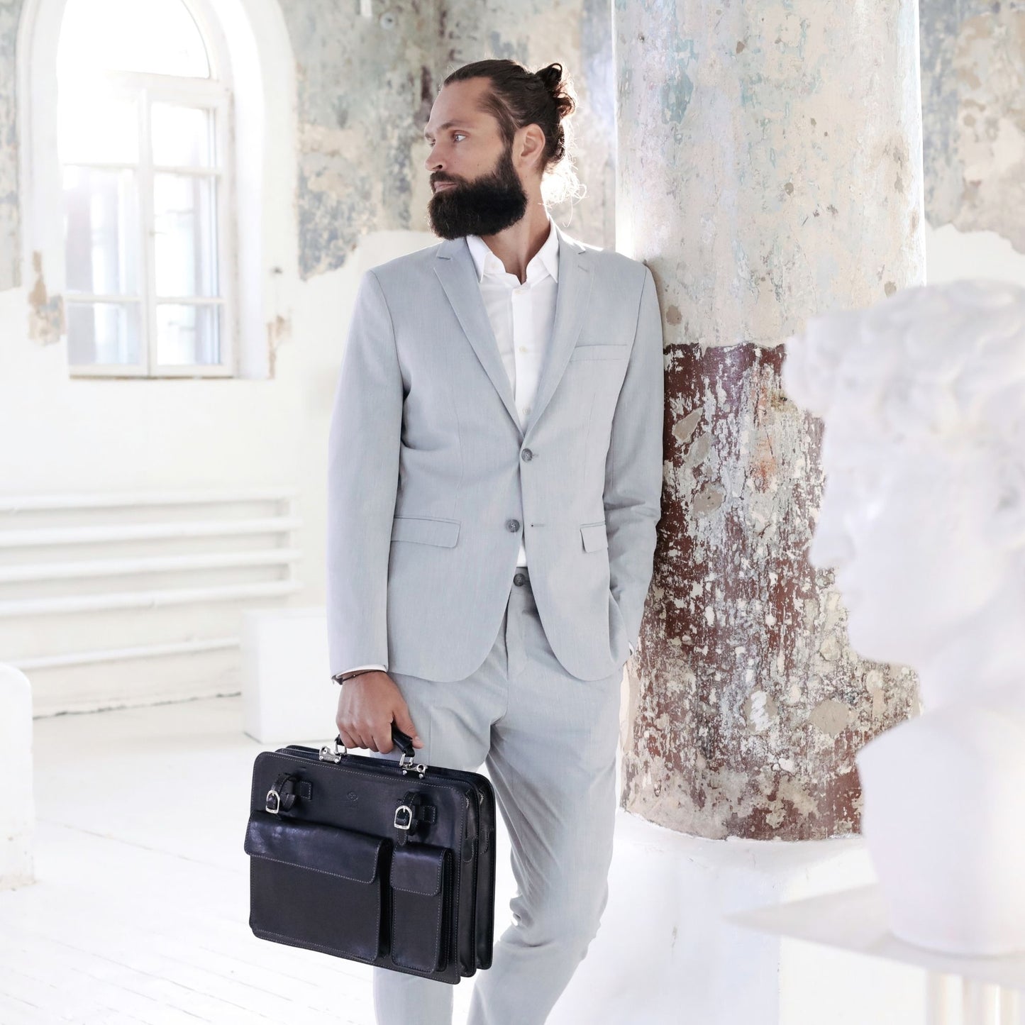 Leather Satchel Bag Briefcase - The Prophet Briefcase Time Resistance   