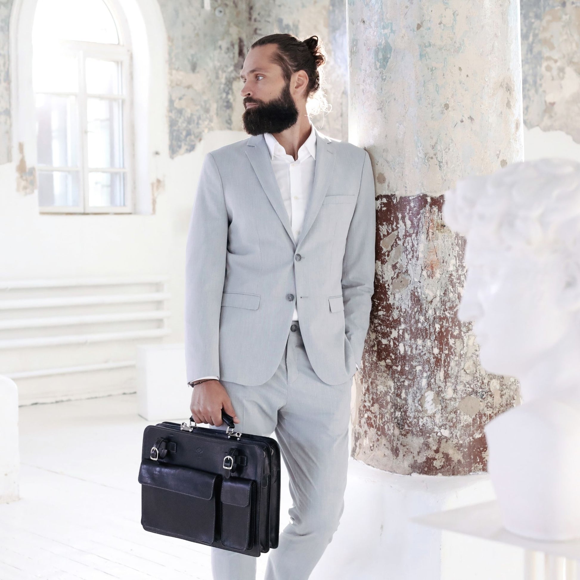 Leather Satchel Bag Briefcase - The Prophet Briefcase Time Resistance   