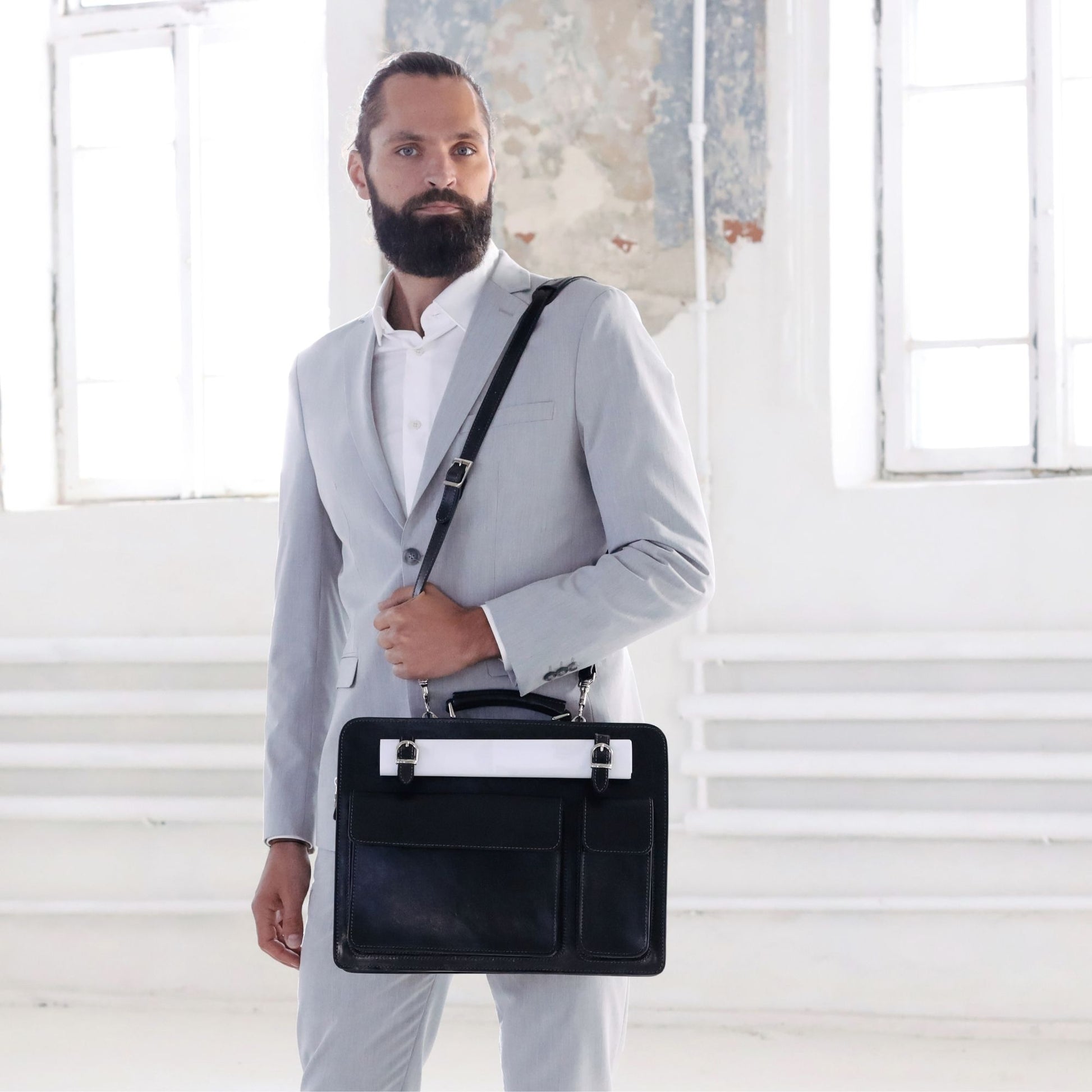 Leather Satchel Bag Briefcase - The Prophet Briefcase Time Resistance   