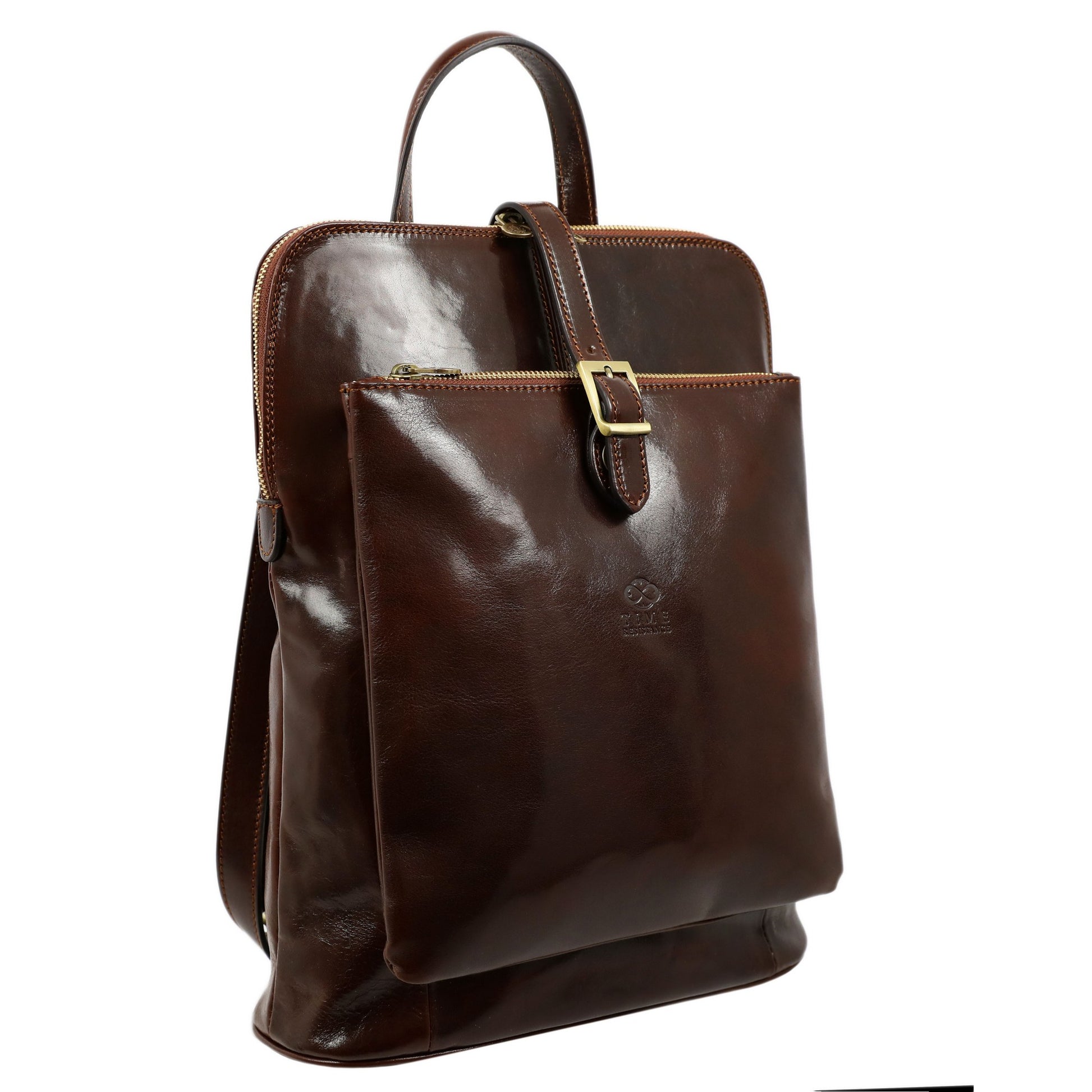 Convertible Leather Backpack Shoulder Bag - Emma Backpack Time Resistance   