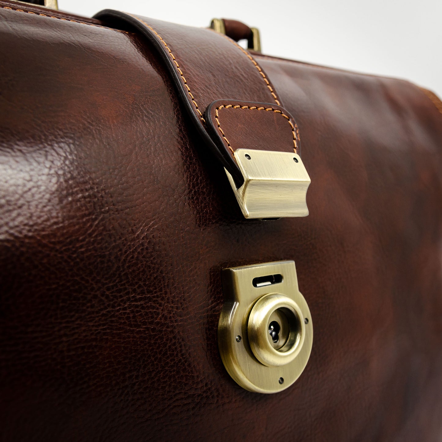 Grand sac de médecin en cuir marron - Mrs Dalloway