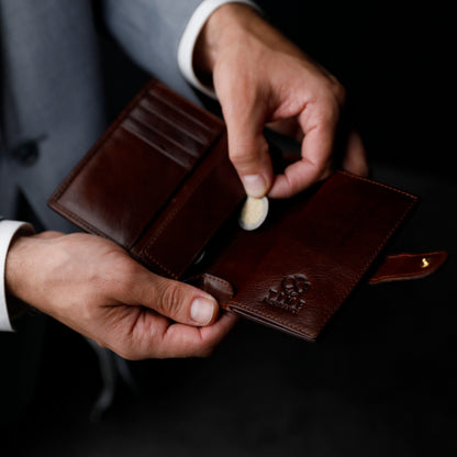 Leather Bifold Wallet with a Snap Closure - Ironweed
