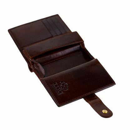 Leather Bifold Wallet with a Snap Closure - Ironweed