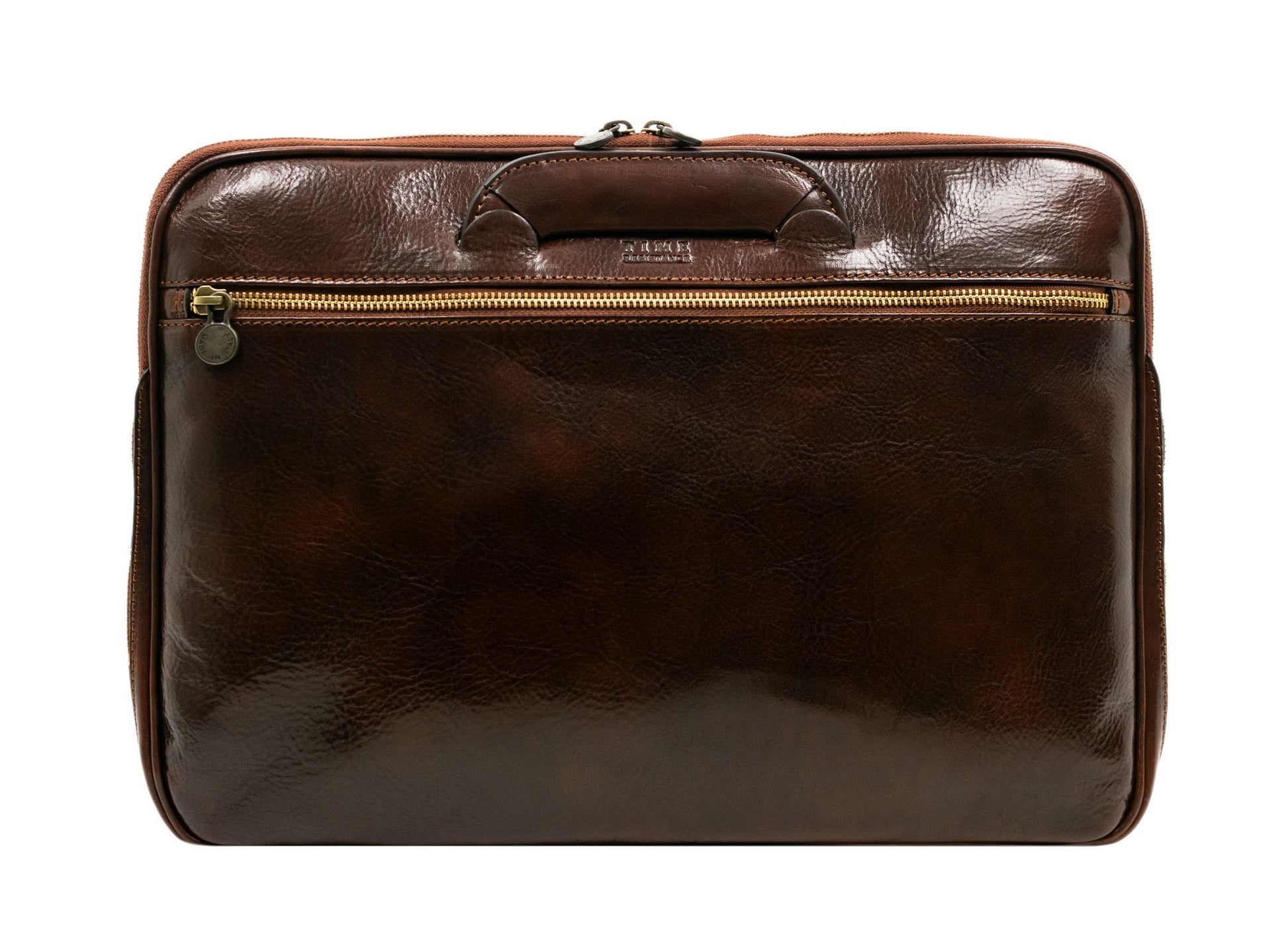 Leather Briefcase Laptop Bag - Brave New World Briefcase Time Resistance   