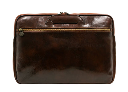 Leather Briefcase Laptop Bag - Brave New World Briefcase Time Resistance   