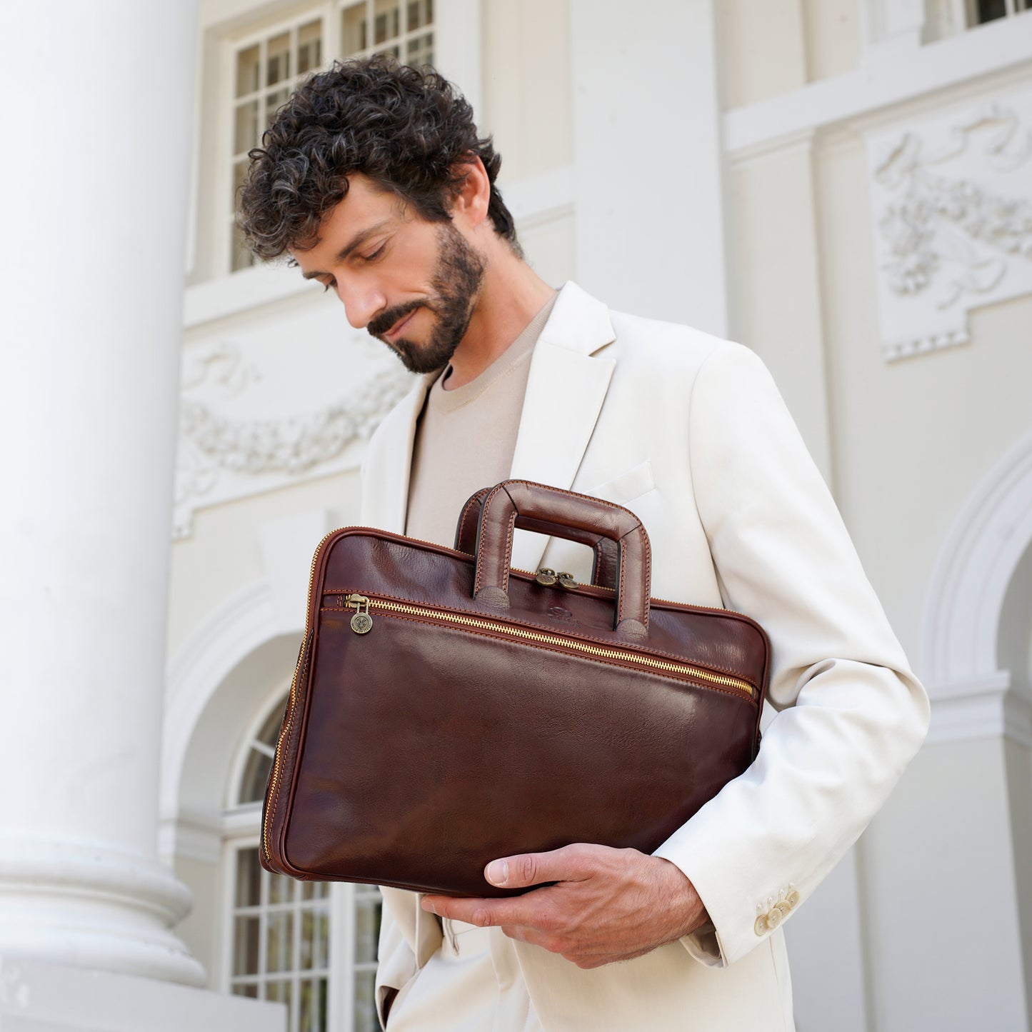 Leder Aktentasche Laptop-Tasche - Brave New World
