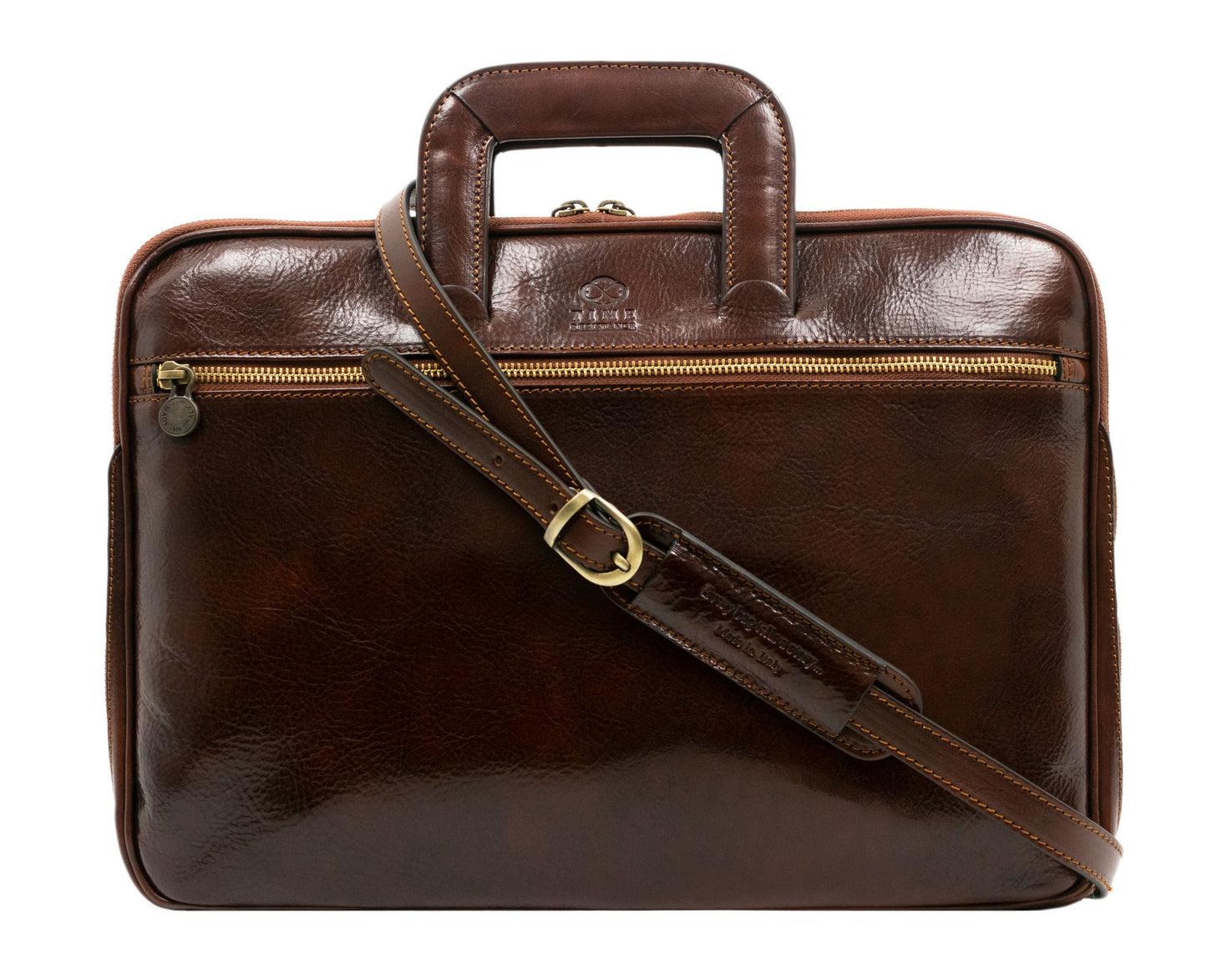 Leather Briefcase Laptop Bag - Brave New World Briefcase Time Resistance   