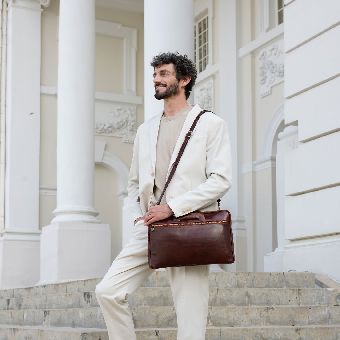 Leder Aktentasche Laptop-Tasche - Brave New World