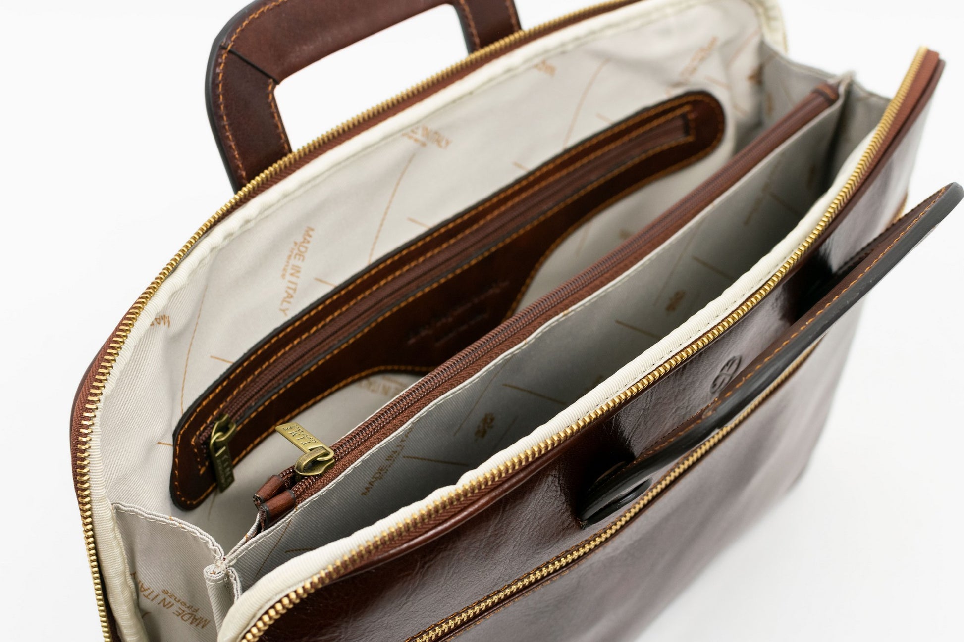 Leather Briefcase Laptop Bag - Brave New World Briefcase Time Resistance   