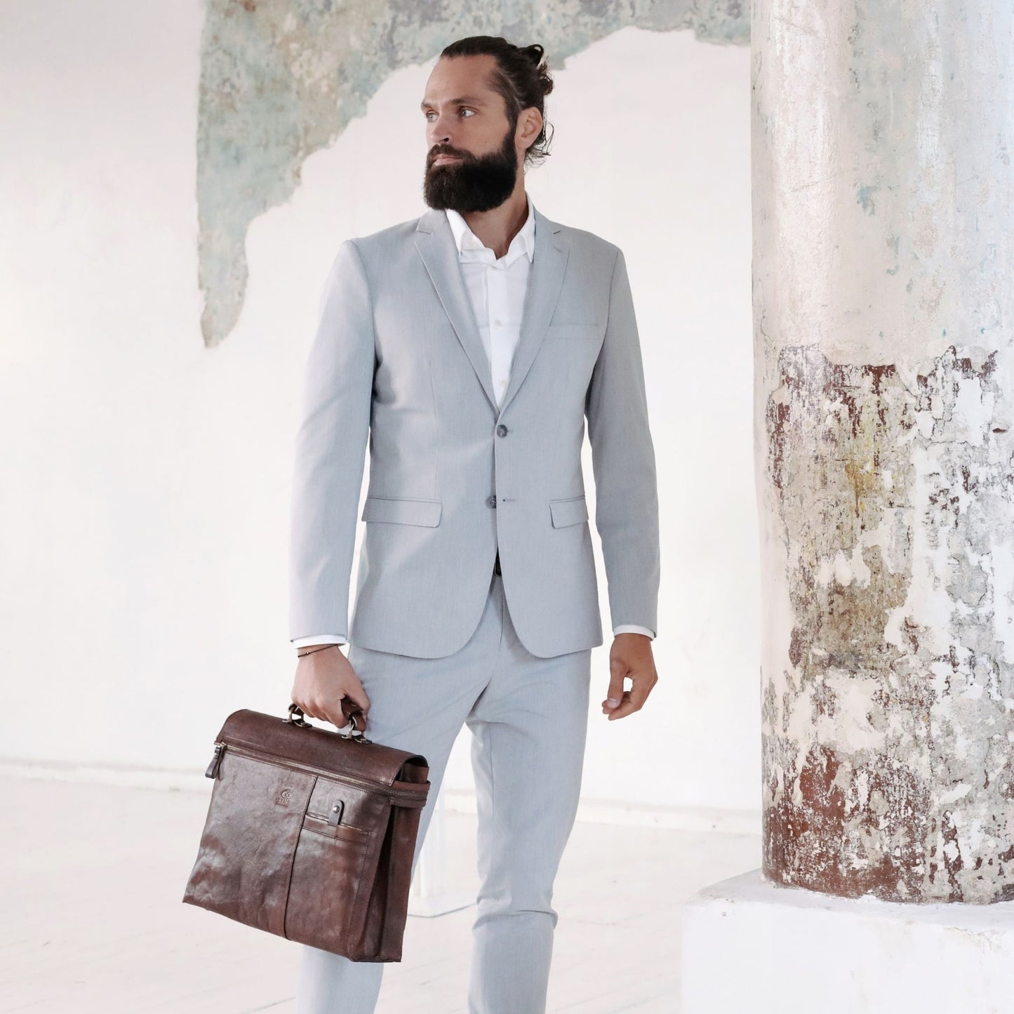 Brown Leather Briefcase Laptop Bag - From Here to Eternity Briefcase Time Resistance   