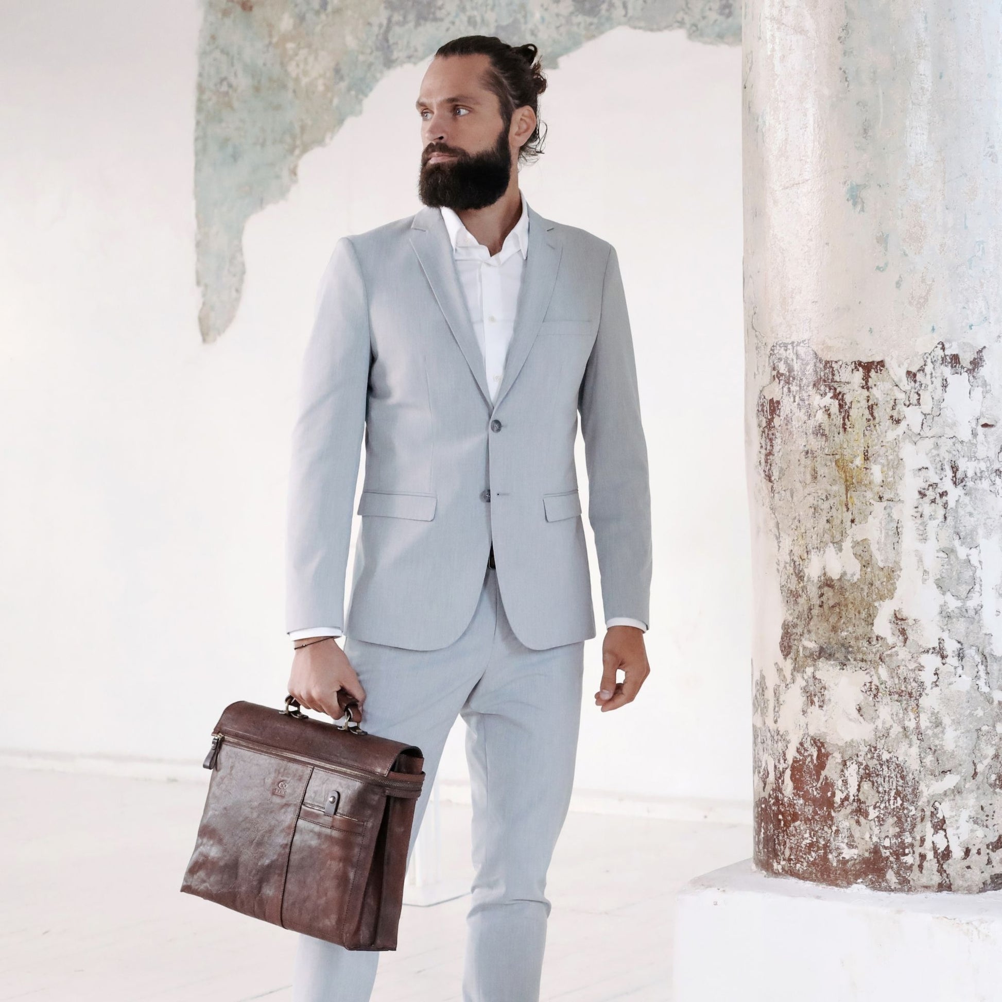 Brown Leather Briefcase Laptop Bag - From Here to Eternity Briefcase Time Resistance   