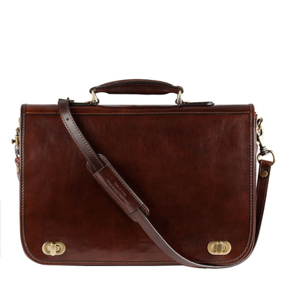 Leather Briefcase Laptop Bag - Illusions