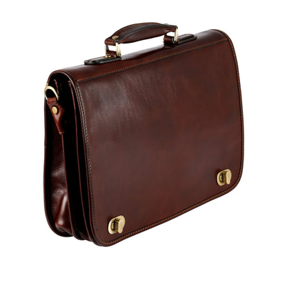 Leather Briefcase Laptop Bag - Illusions
