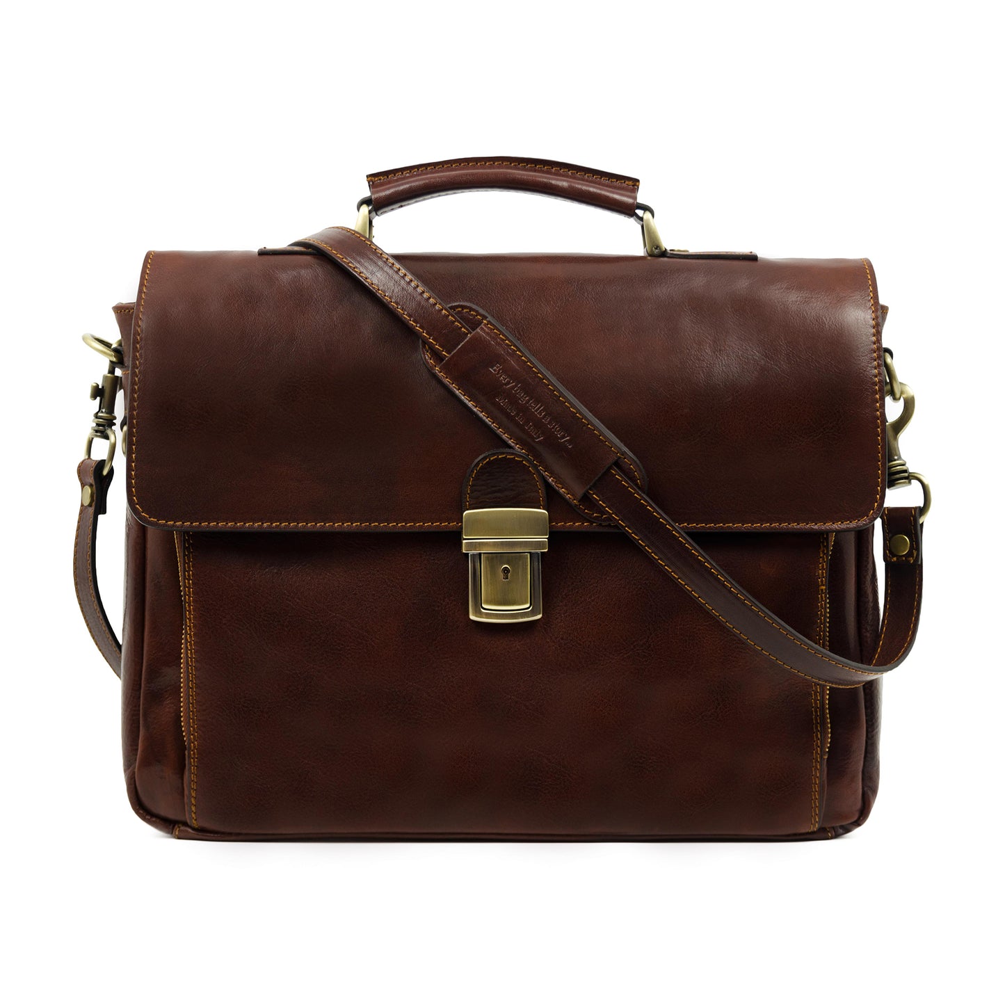 Leather Briefcase Laptop Bag  - In Cold Blood