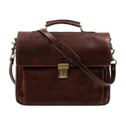 Leather Briefcase Laptop Bag  - In Cold Blood