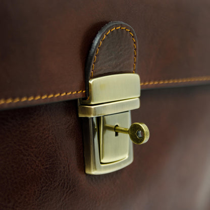 Leather Briefcase Laptop Bag  - In Cold Blood