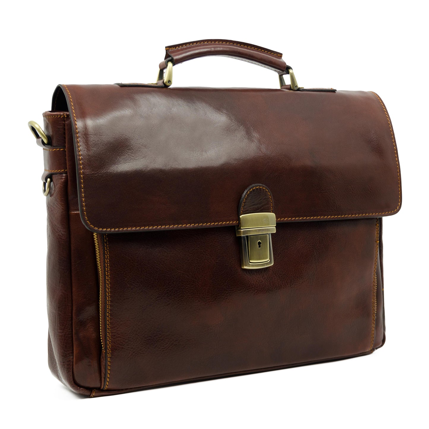 Leather Briefcase Laptop Bag  - In Cold Blood