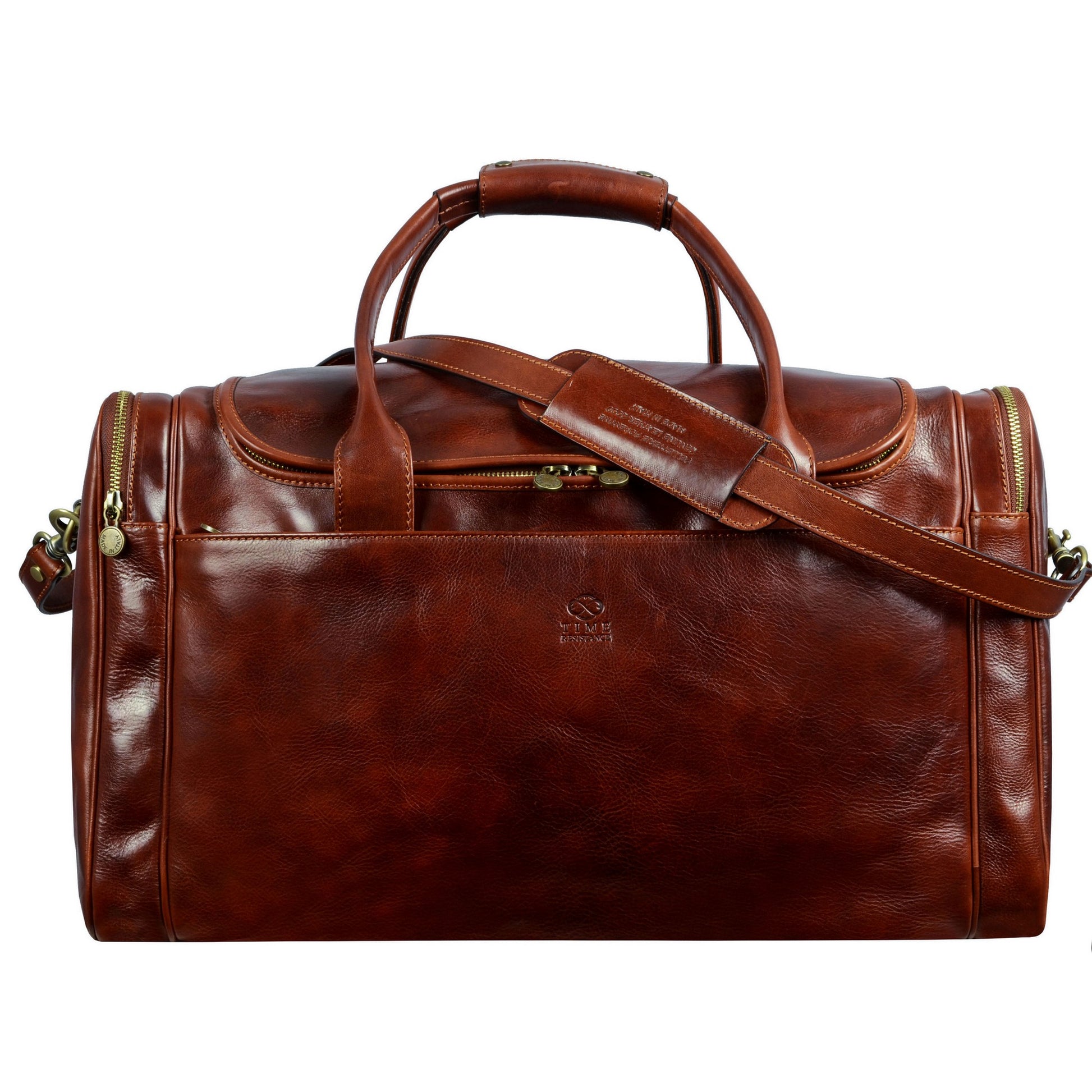 Large Italian Leather Duffel Bag - The Hitchhikers Guide to the Galaxy Duffel Bag Time Resistance   