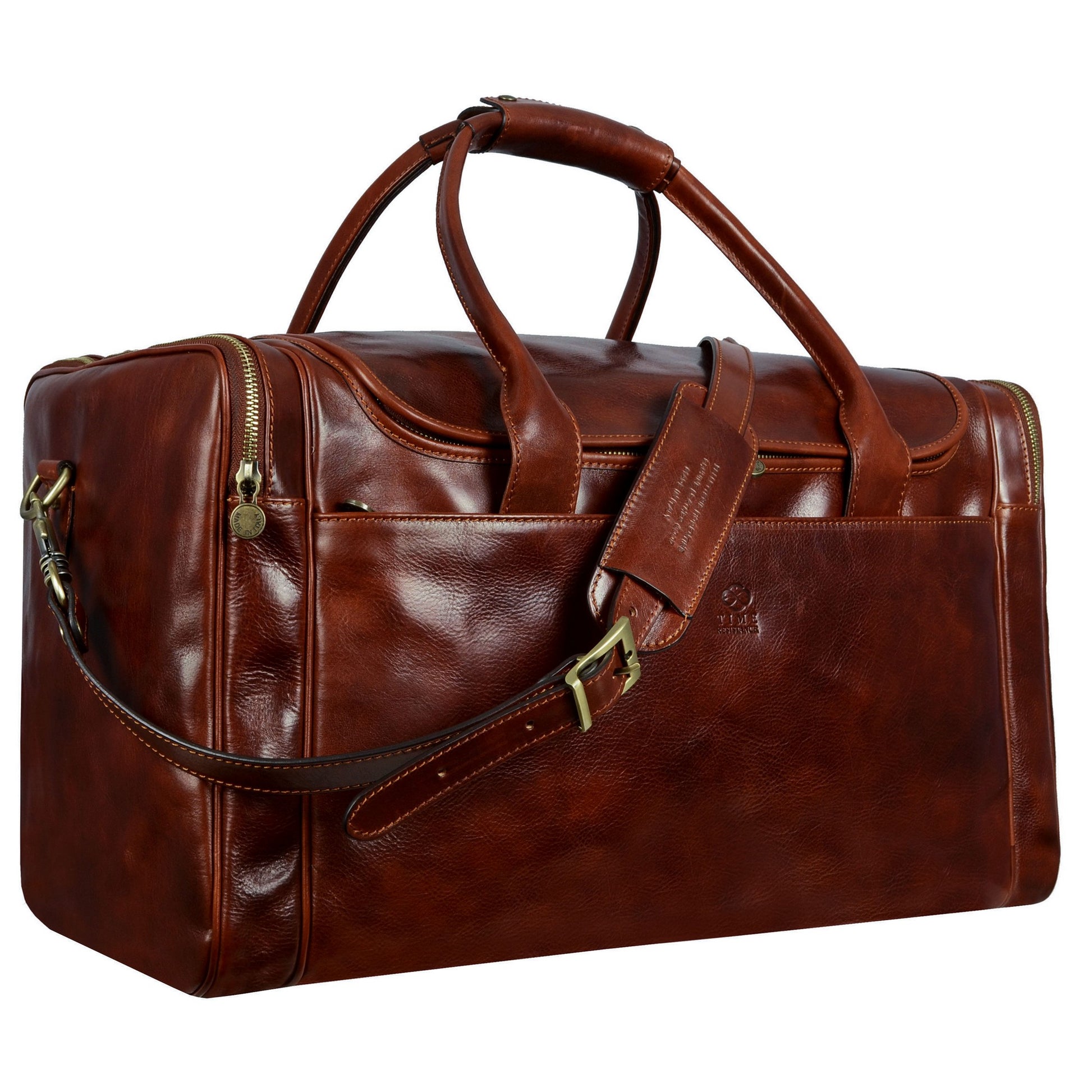 Large Italian Leather Duffel Bag - The Hitchhikers Guide to the Galaxy Duffel Bag Time Resistance   