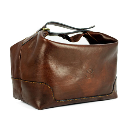 Kulturtasche aus Leder - Autumn Leaves