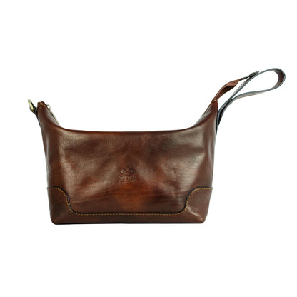 Kulturtasche aus Leder - Autumn Leaves