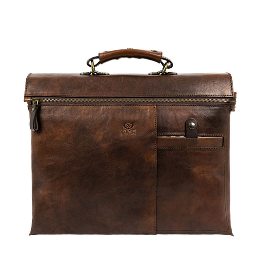 Brown Leather Briefcase Laptop Bag - From Here to Eternity Briefcase Time Resistance   