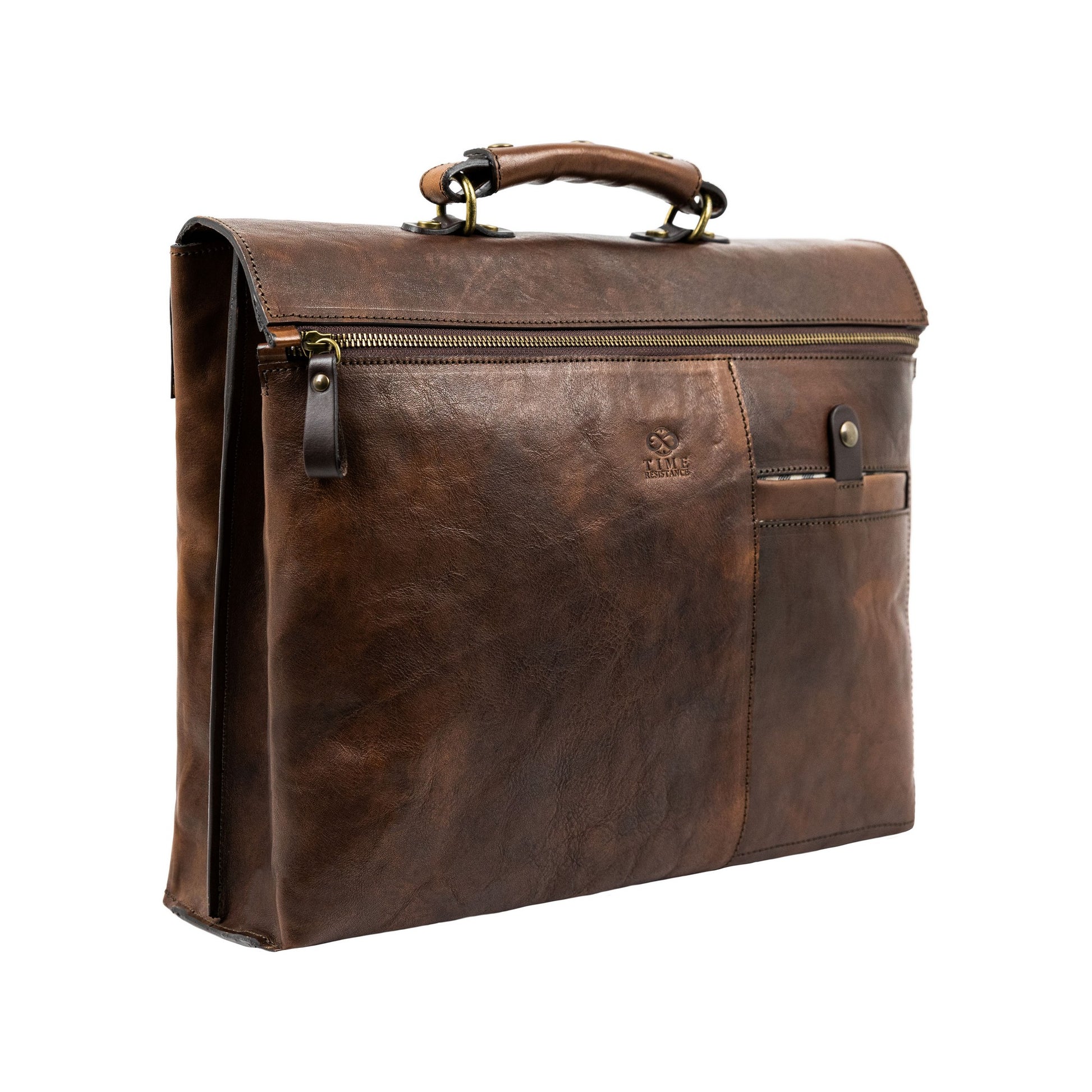 Brown Leather Briefcase Laptop Bag - From Here to Eternity Briefcase Time Resistance   